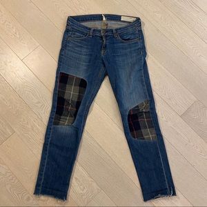 Rag & Bone Jeans w/ Plaid Patchwork